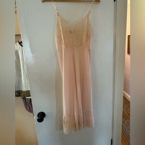 Vintage Lace Trim Pink Slip Dress